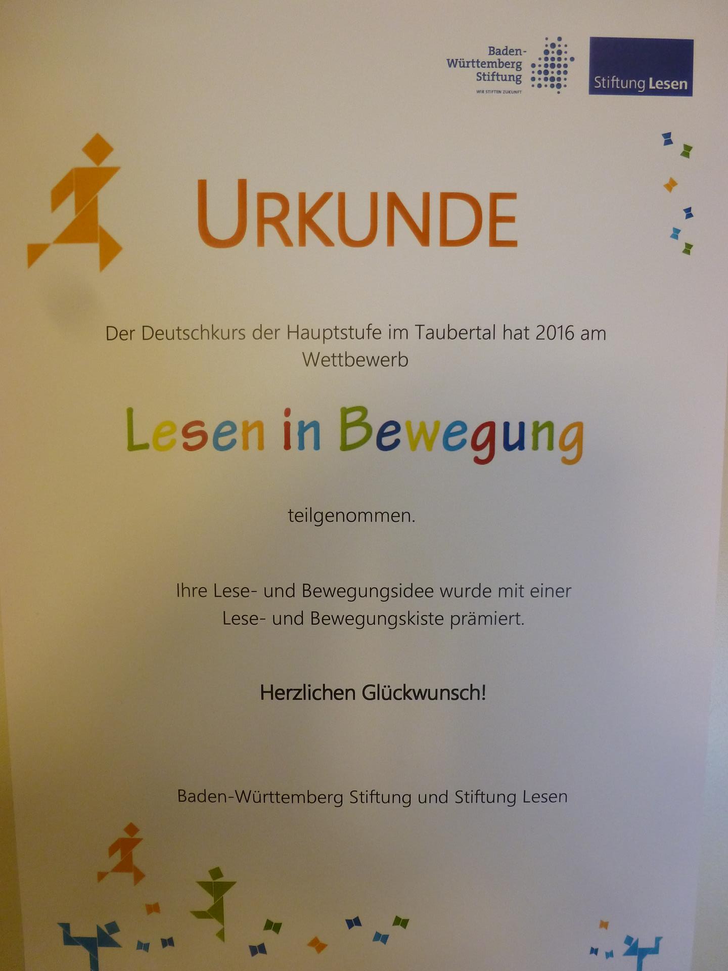 Lesen In Bewegung - Unsere Schüler Gewinnen Einen Preis! - Schule Im ...